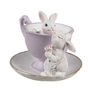 Decorazione conigli-16x13x12 cm-poliresina-clayre & eef