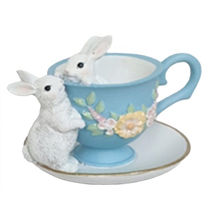 Decorazione conigli-13x16x12 cm-poliresina-clayre & eef