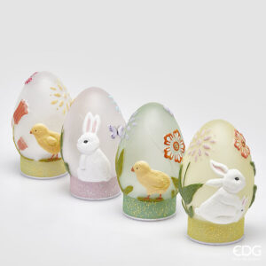 Uovo twist-movimento e led-h.20 cm-assortito-vetro-edg