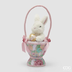 Decoro cesto coniglio-h.54x20 cm-poli-edg