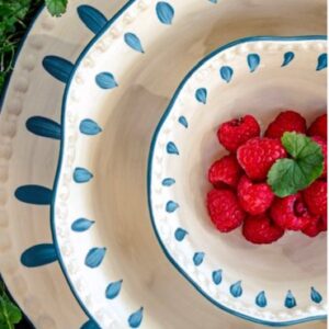 Servizio piatti domitilla-18 pz-gres-blu notte-rose e tulipani