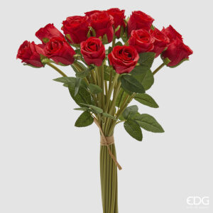 Mazzo 18 rose-rosso-h.40 cm-edg