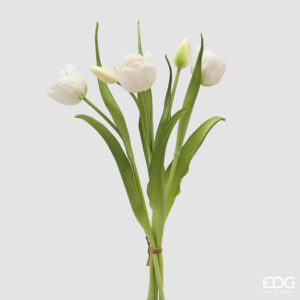 Tulipano mazzo 4 pezzi con bocciolo-h.40 cm-bianco-edg