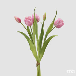 Tulipano mazzo 4 pezzi con bocciolo-rosa-h.40 cm-edg