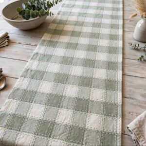 Runner quadri-  45x140 cm - misto cotone - blanc mariclo'