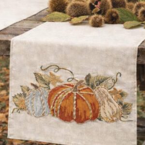 Runner marigold zucca-160x45 cm-cotone ricamato-clodette