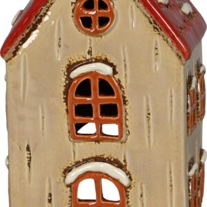 Porta tealight-casetta tre finestre-11x9,5x21,5 cm-ceramica-boltze