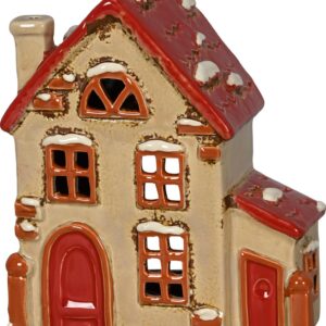 Porta tealight-casetta-con neve-15,5x9,5x17,5 cm-ceramica-boltze