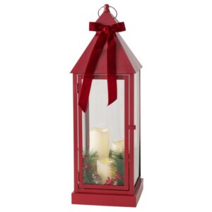 Lanterna ingar-23x70 cm-c/candele led e decori-boltze