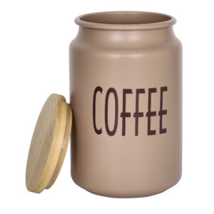 Barattolo coffee-tortora-diam.9x15 cm-metal/con tappo bamboo-brandani