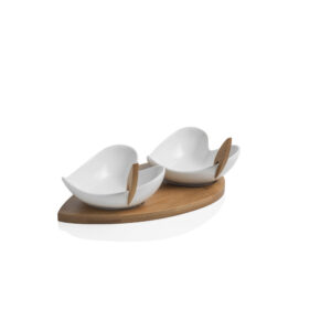 Antipastiera cuorigoccia-porcellana/bamboo-21x12x5 cm-brandani