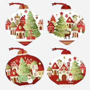 Decorazione goccia-villaggio in festa-set 4 pezzi-11x10 cm-ceramica/sughero-brandani