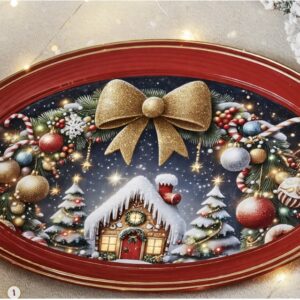 Vassoio ovale-christmas-rosso-50x30 cm-polipropilene-brandani