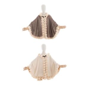 Poncho con pom pom 280gsm-blanc mariclo'