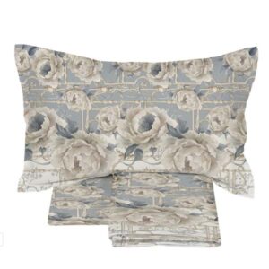 Completo lenzuola peonies-matrimoniale-cotone-blanc mariclo'