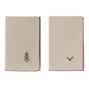 Tovaglioli-set 4 pezzi-con ricamo assortito-cotone-40x40 cm-blanc mariclo'