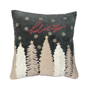 Cuscino chalet-velluto con ricamo-47x47 cm-verde-clodette