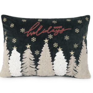 Cuscino chalet-velluto con ricami-50x35 cm-verde-clodette