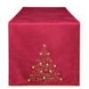 Runner diamond-velluto con ricami-160x40 cm-rosso-clodette