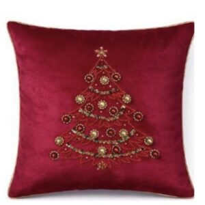 Cuscino diamond-velluto con ricami-47x47 cm-rosso-clodette