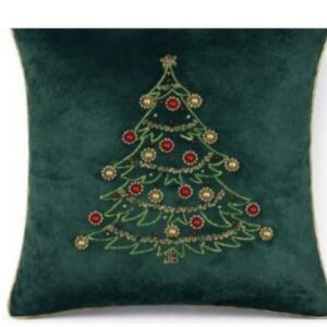 Cuscino diamond-velluto con ricami-47x47 cm-verde-clodette