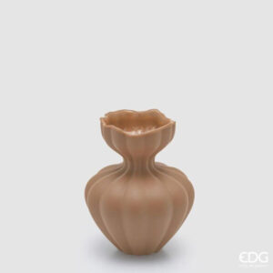 Vaso flow sinuoso-h.19x15 cm-light brown-vetro satinato-edg