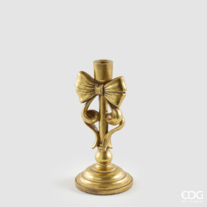 Portacandela con fiocco-dark gold-24x11.5 cm-poliresina-edg