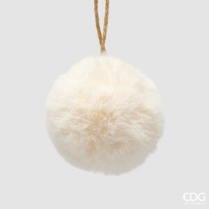 Palla furry-diam.10 cm-white-edg