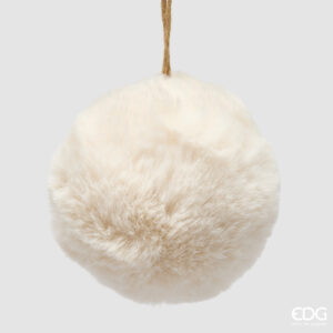 Palla furry-diam.13 cm-white-edg