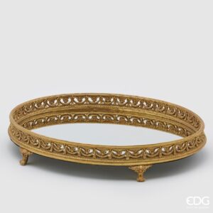 Vassoio specchio con bordo-gold-8x51x38 cm-poliresina-edg
