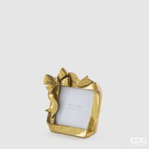 Portafoto con fiocco-dark gold-15 cm-poliresina-edg