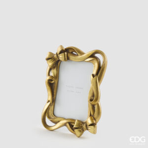 Portafoto con fiocco-dark gold-20,5x15,5 cm-poliresina-edg