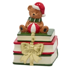 Contenitore orso con libri-23x15,5x16,5 cm-ceramica-edg