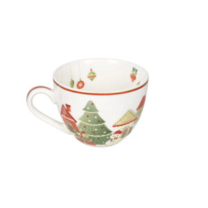 Tazza colazione-villaggio in festa-porcellana-brandani