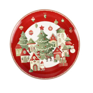 Piatto portata-villaggio in festa-flat-diam.30 cm-porcellana-brandani