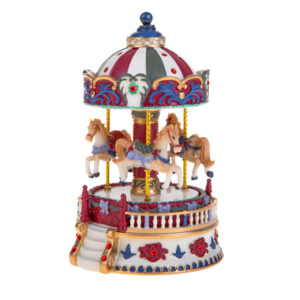 Carillon giostra-15,5x19 cm-movimento  e musica-resina-brandani