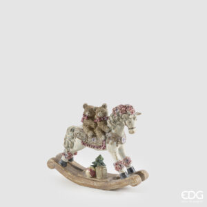 Cavallo a dondolo orsi-h.21x26x7 cm-poliresina-edg
