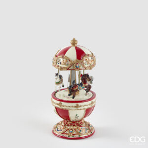 Carillon cavallo giostra-h.18,5x8,5 cm-poliresina-edg