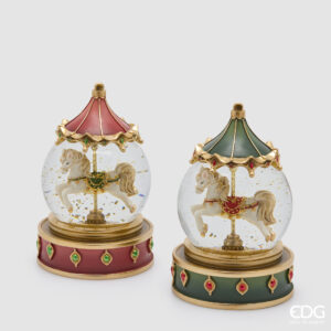 Sfera acqua cavallo giostra-17x11 cm-vetro plastica-edg