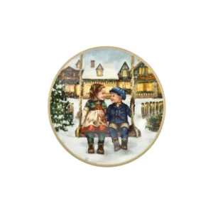 Piattino cuccioli-bimbi altalena-diam.19 cm-porcellana-brandani